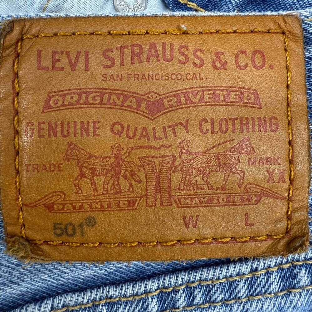 Levi's 501XX Big E Shorts Women's 29 (8) Light Blue Button Fly Cutoff 2" Inseam - Picture 3 of 13